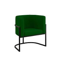 Poltrona Cadeira Decorativa Lua Recepção Base De Ferro Black verde Verde - 1