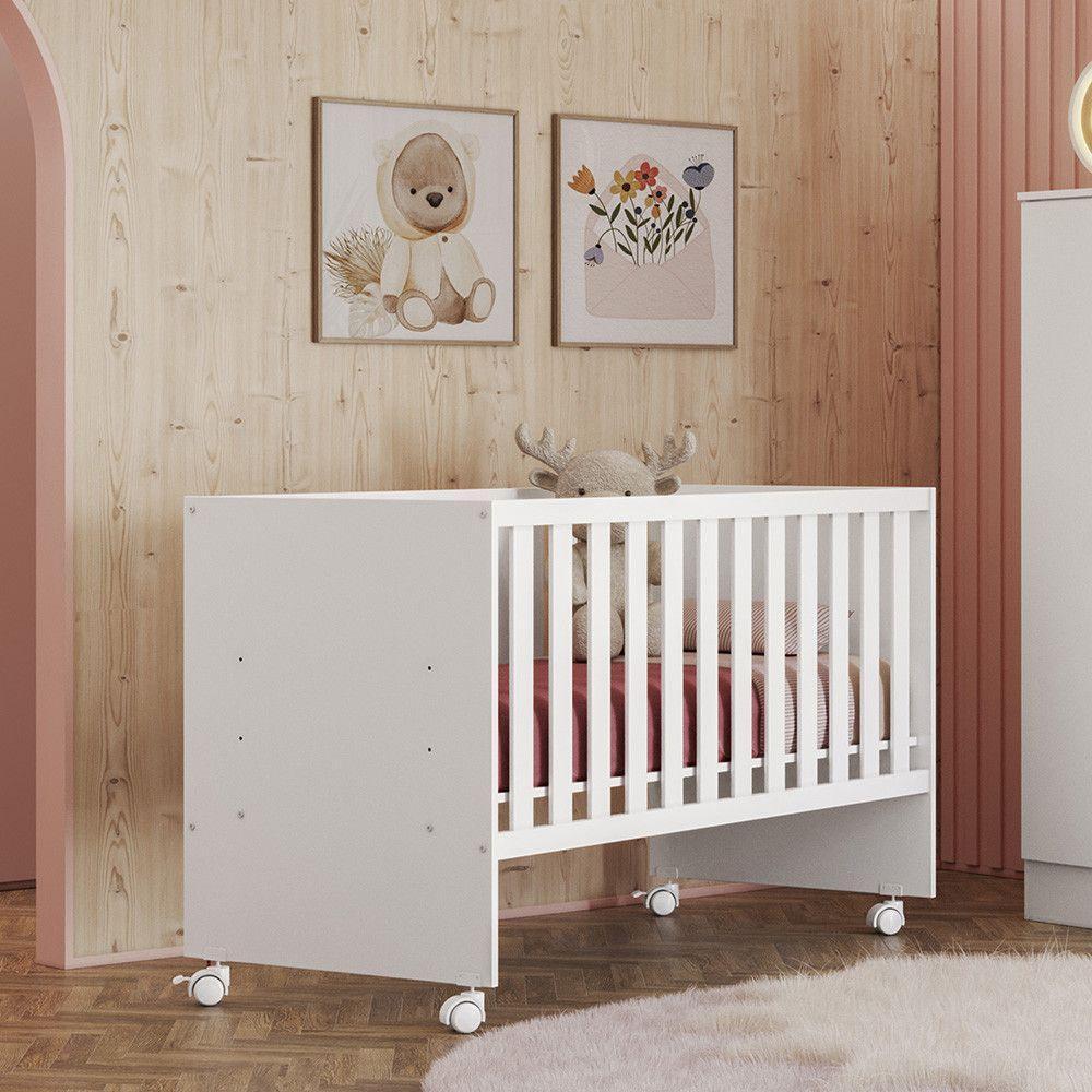 Berço Doce Sonho Com Rodízios 3540 Qmovi Branco - 2
