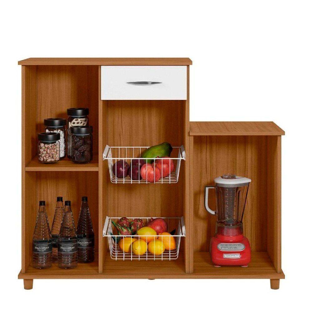 Fruteira Diva New Com 2 Portas E 1 Gaveta Notável Freijó Trend- Branco New - 5