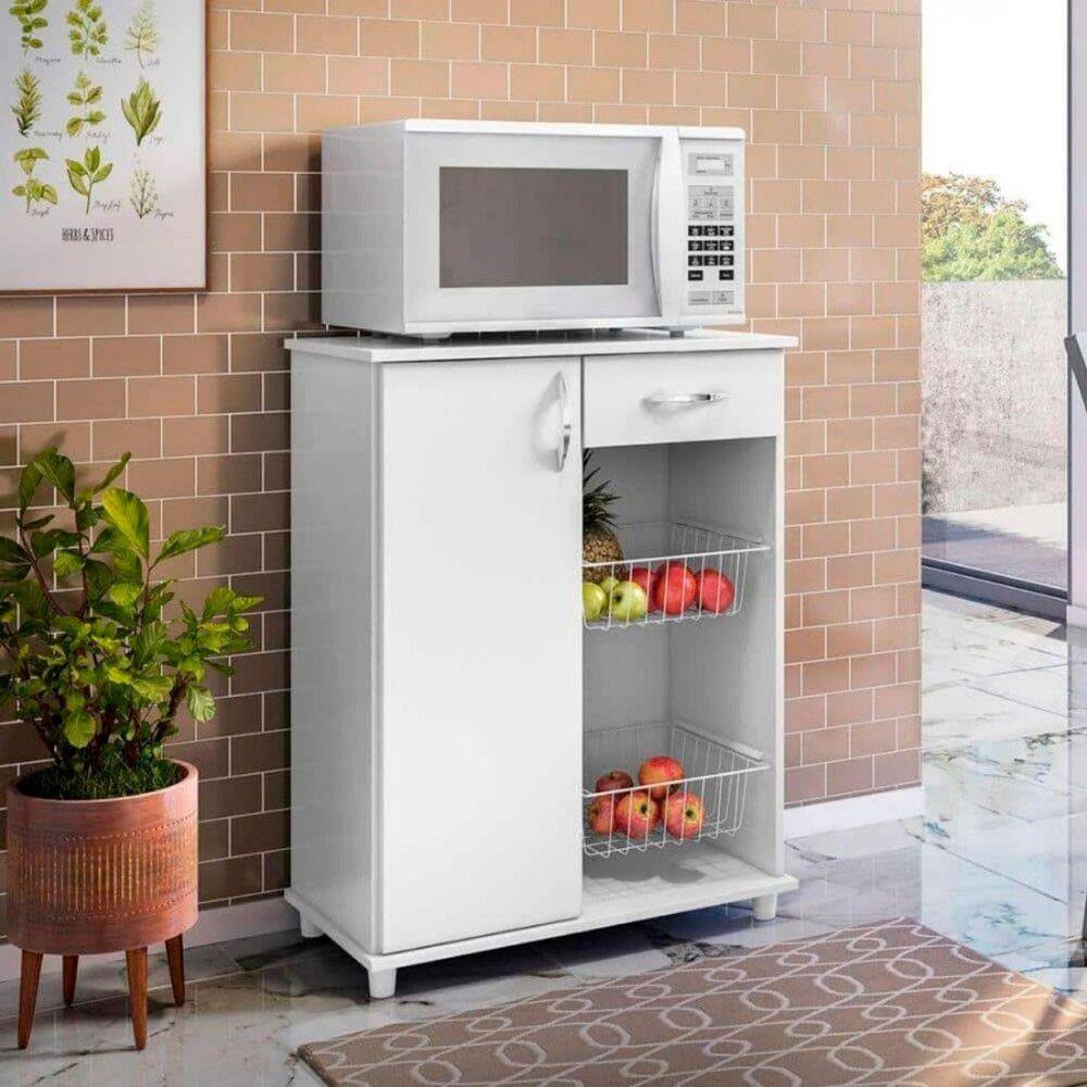 Fruteira Belize New 1 Porta E 1 Gaveta Notável Freijó Trend- Branco New - 2