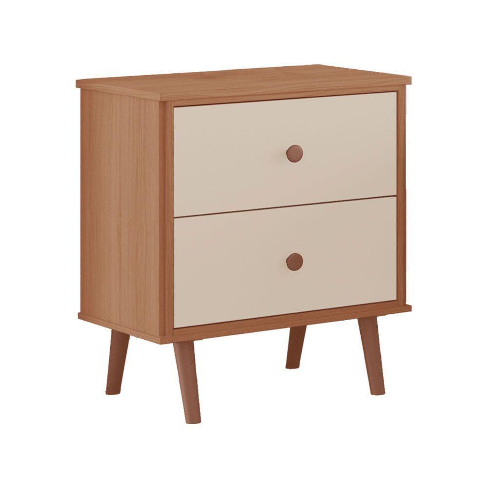 Mesa De Cabeceira Monza 2 Gavetas Em Mdf Com Pés Tuboarte Freijo Com Off White - 2
