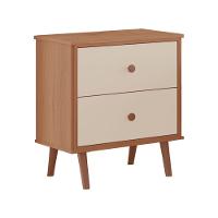 Mesa De Cabeceira Monza 2 Gavetas Em Mdf Com Pés Tuboarte Freijo Com Off White - 2