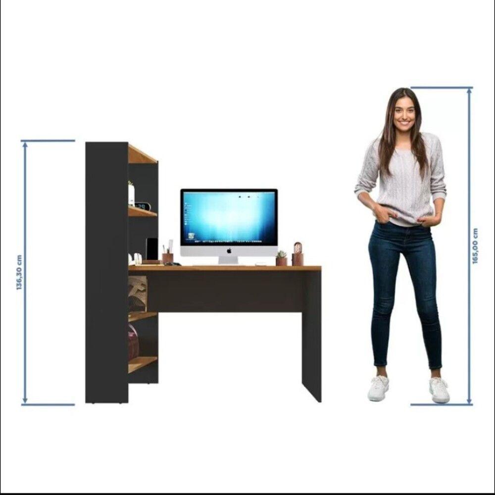 Escrivaninha Office Com Estante Integrada Nt2105 Notável Preto Tx- Freijó Trend - 7