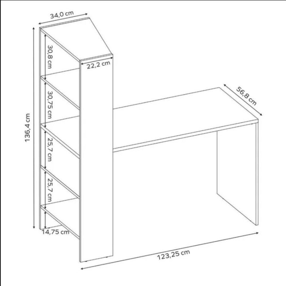 Escrivaninha Office Com Estante Integrada Nt2105 Notável Preto Tx- Freijó Trend - 8
