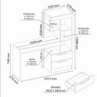 Mesa Office Nt2010 Com 2 Gavetas E 3 Prateleiras Notável Freijo Trend - 6