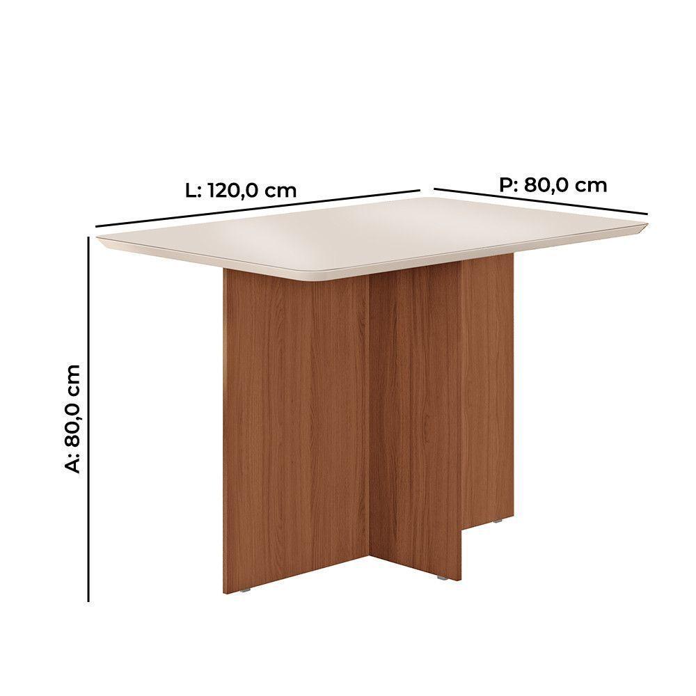 Sala De Jantar Frida 120x80cm Com 4 Cadeiras Coral Tuboarte Freijo Com Off White - 3