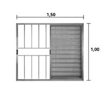 Veneziana 3 Folhas De Correr C/grade 1.00 X 1.50 Alumínio Brilhante Linha Modular - Hale - 3