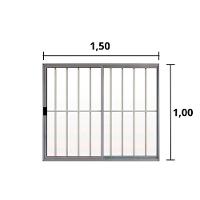 Janela 2 Folhas De Correr C/ Grade 1.00 X 1.50 Alumínio Brilhante Linha Modular - Hale - 2