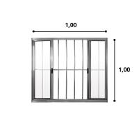 Janela 4 Folhas De Correr C/ Grade 1.00 X 1.00 Alumínio Brilhante Linha Modular - Hale - 3