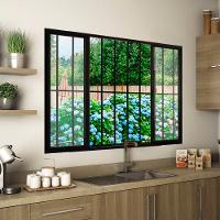 Janela 4 Folhas De Correr C/ Grade 1.00 X 1.50 Alumínio Preto Linha Modular - Hale - 2