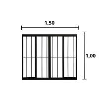 Janela 4 Folhas De Correr C/ Grade 1.00 X 1.50 Alumínio Preto Linha Modular - Hale - 3