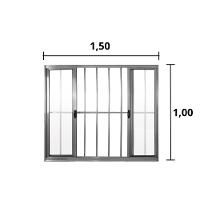 Janela 4 Folhas De Correr C/ Grade 1,00 X 1.50 Alumínio Brilhante Linha Modular - Hale - 3