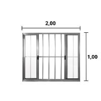 Janela 4 Folhas De Correr C/ Grade 1.00 X 2.00 Alumínio Brilhante Linha Modular - Hale - 3