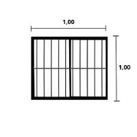 Janela 2 Folhas De Correr C/ Grade 1.00 X 1.00 Alumínio Preto Linha Modular - Hale - 3
