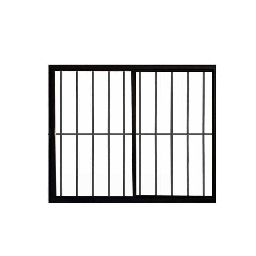 Janela 2 Folhas De Correr C/ Grade 1.00 X 1.50 Alumínio Brilhante Linha Modular - Hale - 1