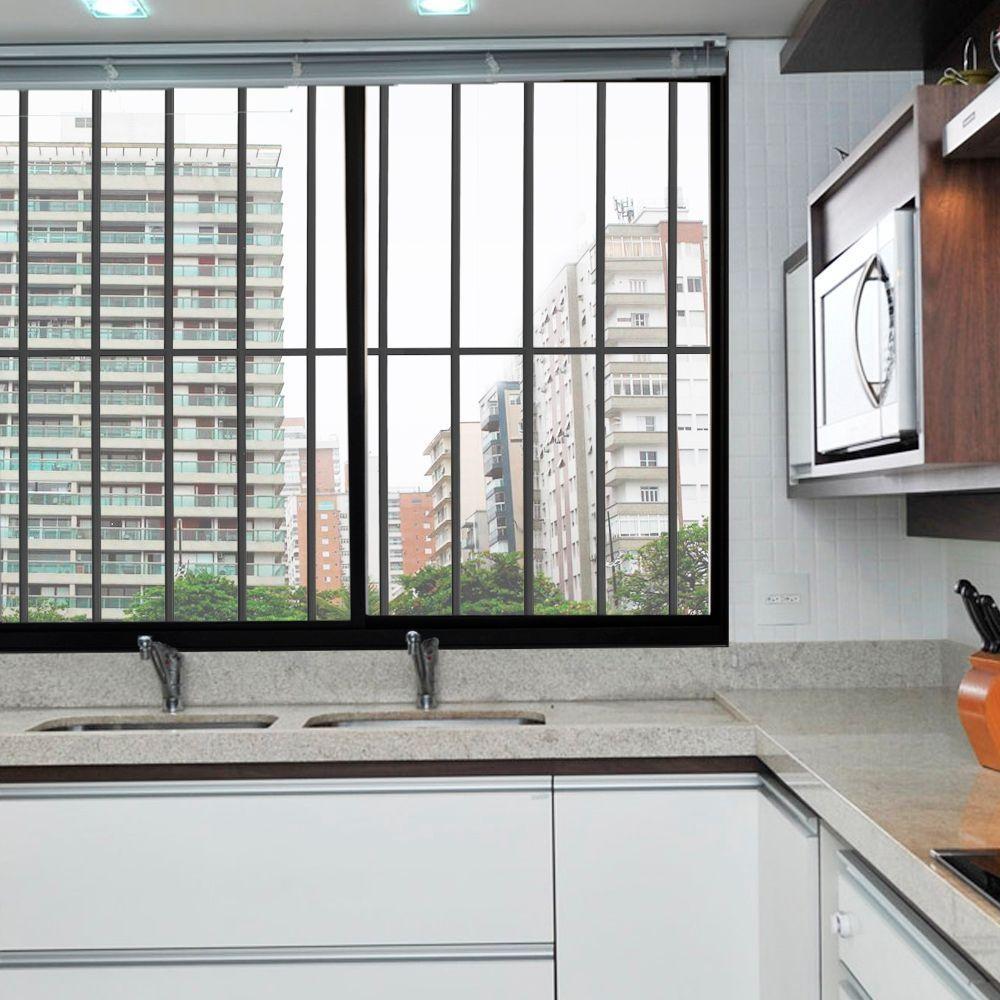 Janela 2 Folhas De Correr C/ Grade 1.00 X 1.50 Alumínio Brilhante Linha Modular - Hale - 3