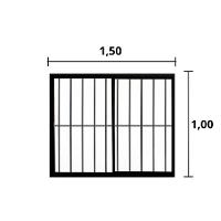 Janela 2 Folhas De Correr C/ Grade 1.00 X 1.50 Alumínio Brilhante Linha Modular - Hale - 2