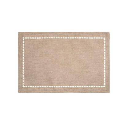 6 Lugares Americanos Retangular Poliéster Linho Bege 45cm Lyor