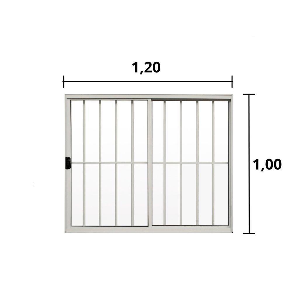 Janela 2 Folhas De Correr C/ Grade 1.00 X 1.20 Alumínio Branco Linha Modular - Hale - 2