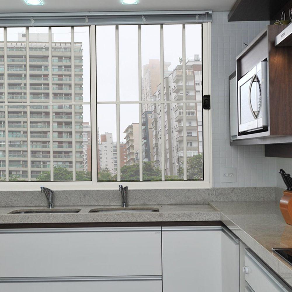 Janela 2 Folhas De Correr C/ Grade 1.00 X 1.20 Alumínio Branco Linha Modular - Hale - 3