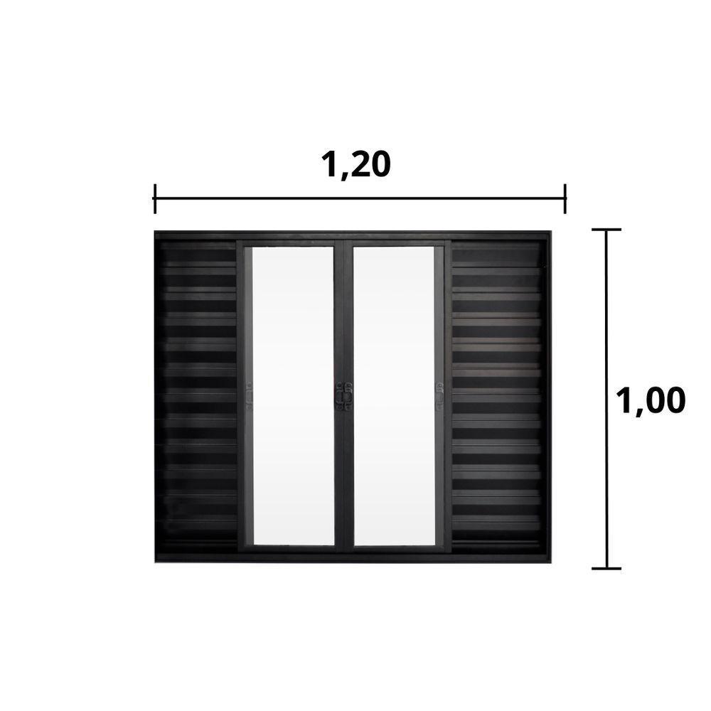 Veneziana 6 Folhas De Correr S/grade 1.00 X 1.20 Alumínio Preto Linha Modular - Hale - 3