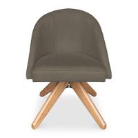 Kit 06 Poltronas Cadeira Giratória Bela Suede Marrom Rato Base De Madeira - Pallazio - 3