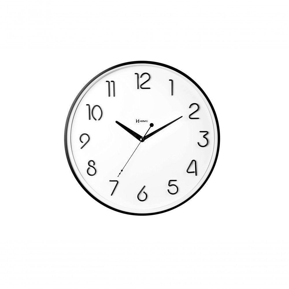 Relógio De Parede Preto Brilhante Silencioso Herweg 685035 Único - 1