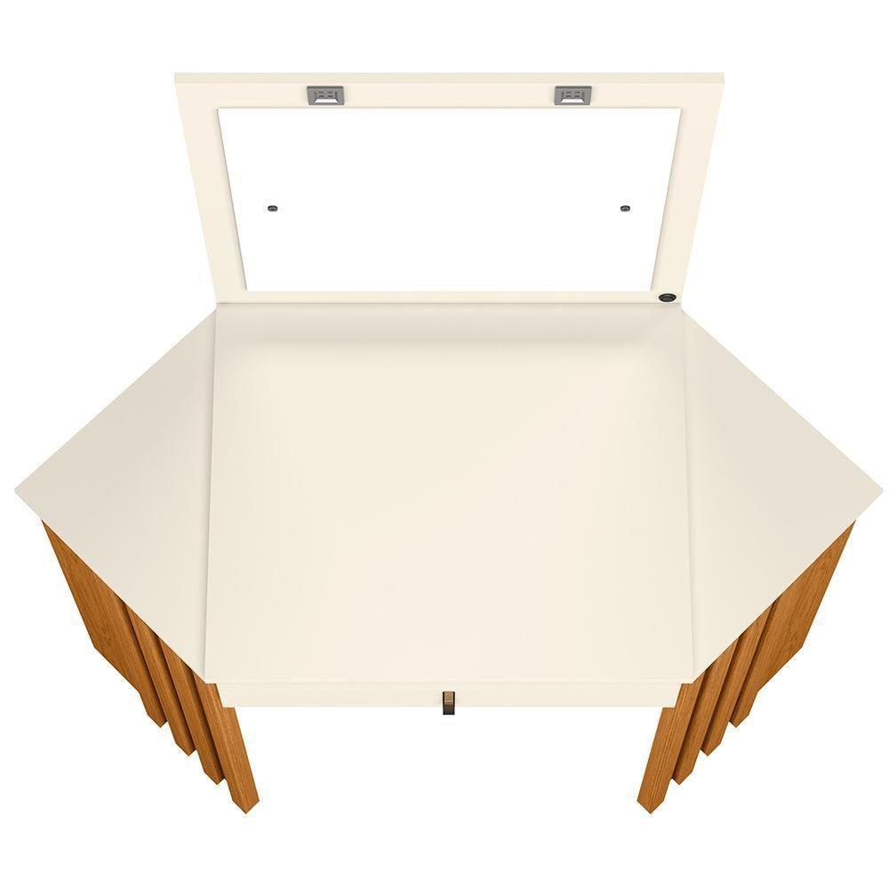 Penteadeira Camarim De Canto Glitter Com 1 Gaveta Com Led Cinamomo/off White - 4