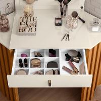 Penteadeira Camarim De Canto Glitter Com 1 Gaveta Com Led Cinamomo/off White - 3