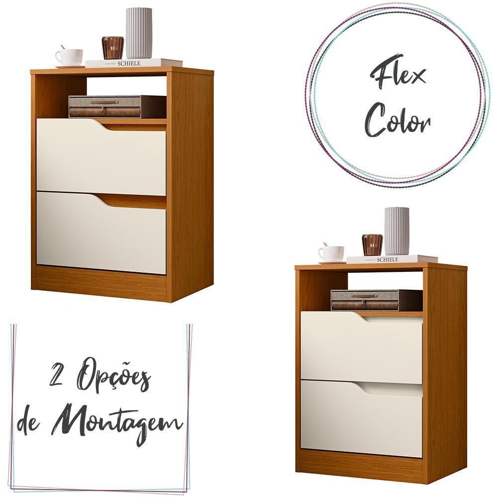 Mesa De Cabeceira Sole Com 2 Gavetas E Nicho Cinamomo/off White - 3