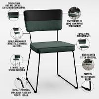 Kit 08 Cadeiras Estofada Faixa Corano Preto Verde Musgo - 7