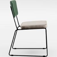 Kit 04 Cadeiras Estofada L02 Facto Verde Musgo Linho Cru