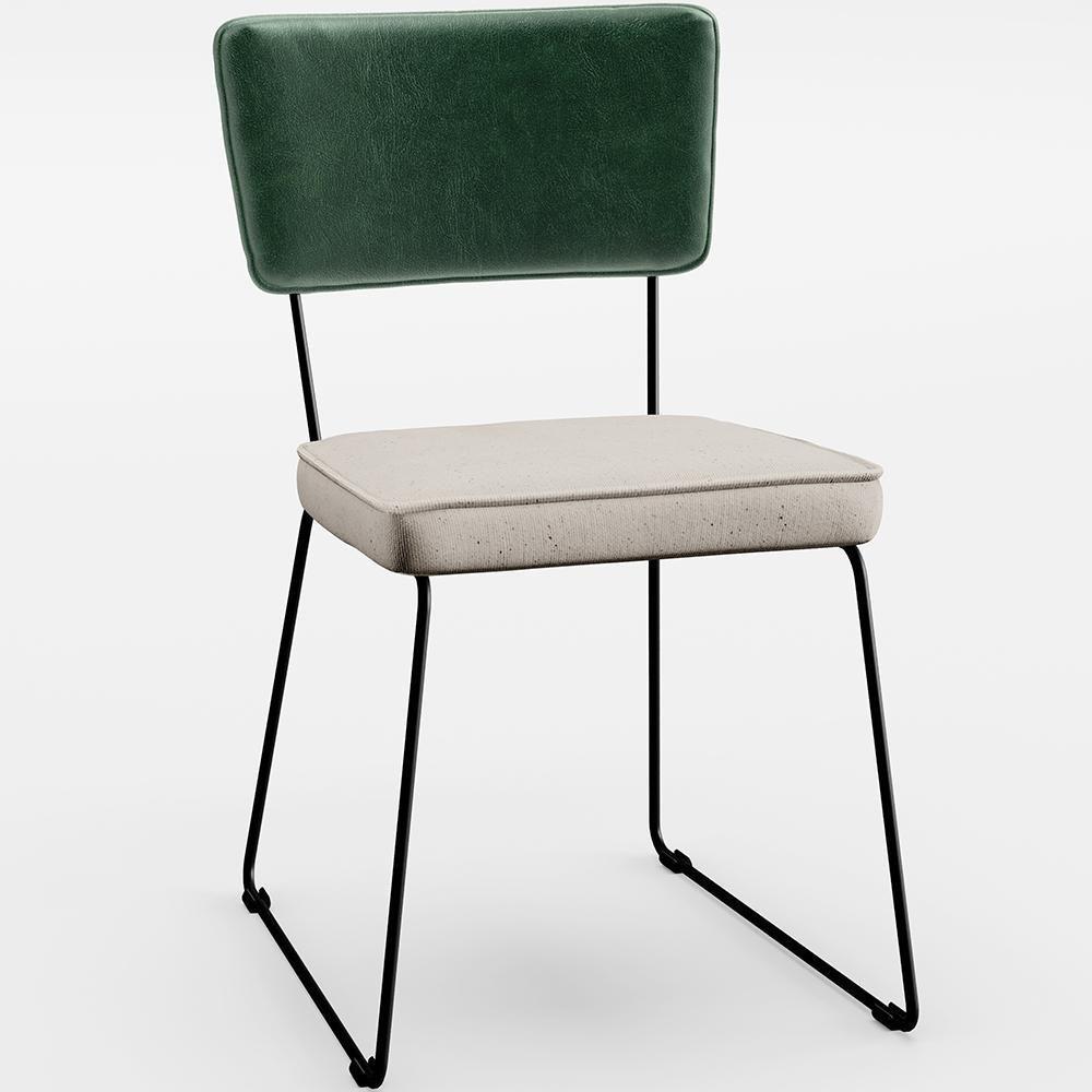 Kit 08 Cadeiras Estofada L02 Facto Verde Musgo Linho Cru - 8