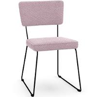 Kit 06 Cadeiras Estofada Base De Aço Allana L02 Bouclê Rosê - 8