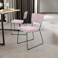 Kit 06 Cadeiras Estofada Base De Aço Allana L02 Bouclê Rosê - 9