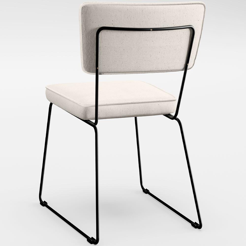 Kit 02 Cadeiras Estofada Faixa Corano Preto Linho Cru - 2