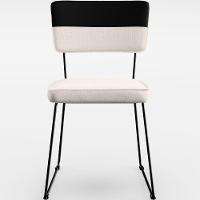 Kit 02 Cadeiras Estofada Faixa Corano Preto Linho Cru - 5