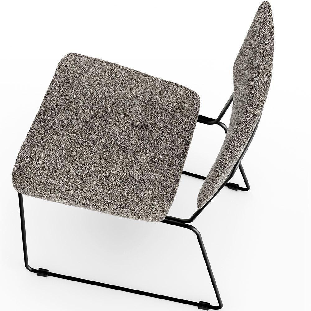 Kit 06 Cadeiras Estofada Base De Aço Allana L02 Bouclê Bege - 3