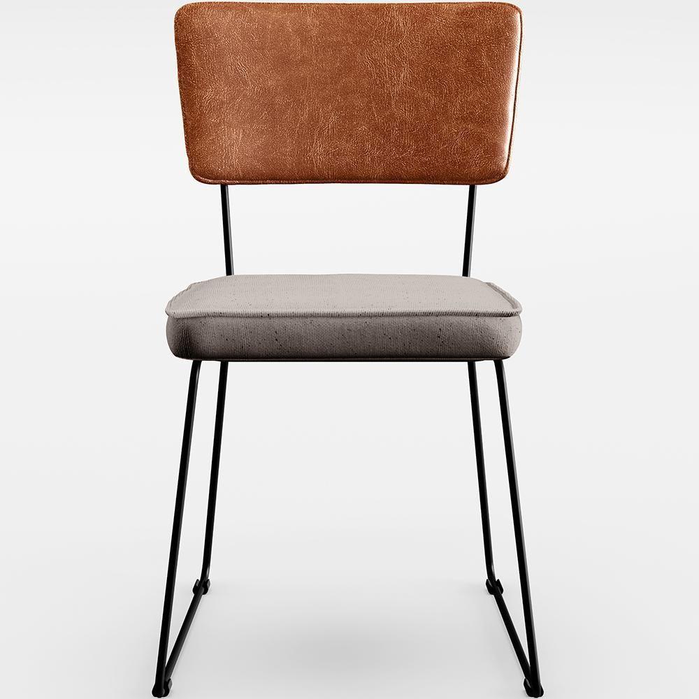 Kit 04 Cadeiras Estofada L02 Couríssimo Camel Linho Bege - 5