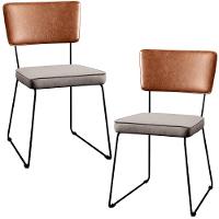 Kit 02 Cadeiras Estofada L02 Couríssimo Camel Linho Bege - 1