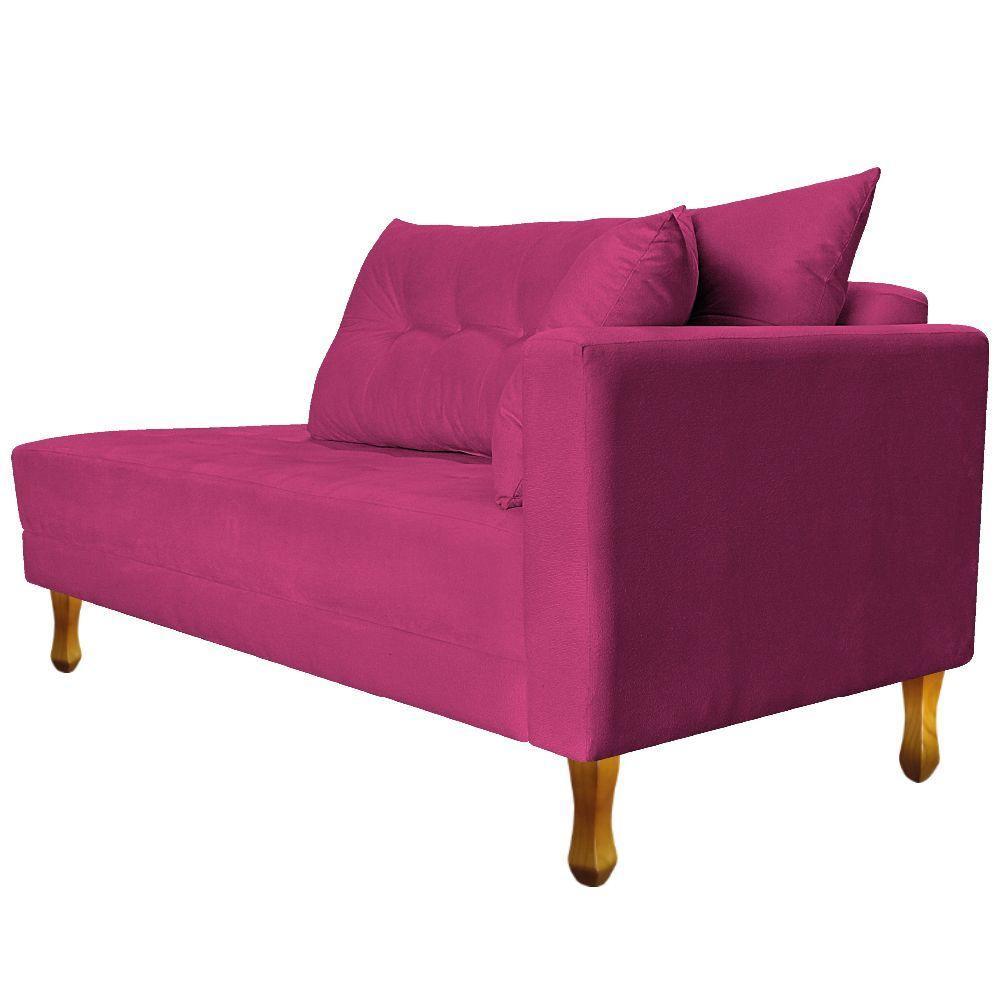 Recamier Azura 140cm Com Almofada Lado Esquerdo Suede Cor Pink - 6