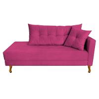 Recamier Azura 185cm Com Almofada Lado Esquerdo Suede Cor Pink - 1