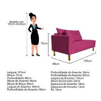 Recamier Azura 185cm Com Almofada Lado Esquerdo Suede Cor Pink