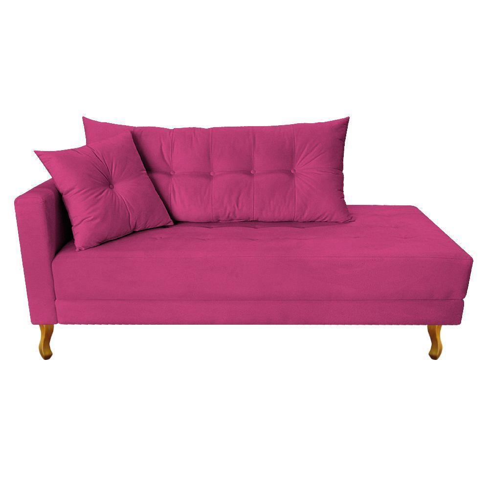 Recamier Azura 160cm Com Almofada Lado Direito Suede Cor Pink - 1
