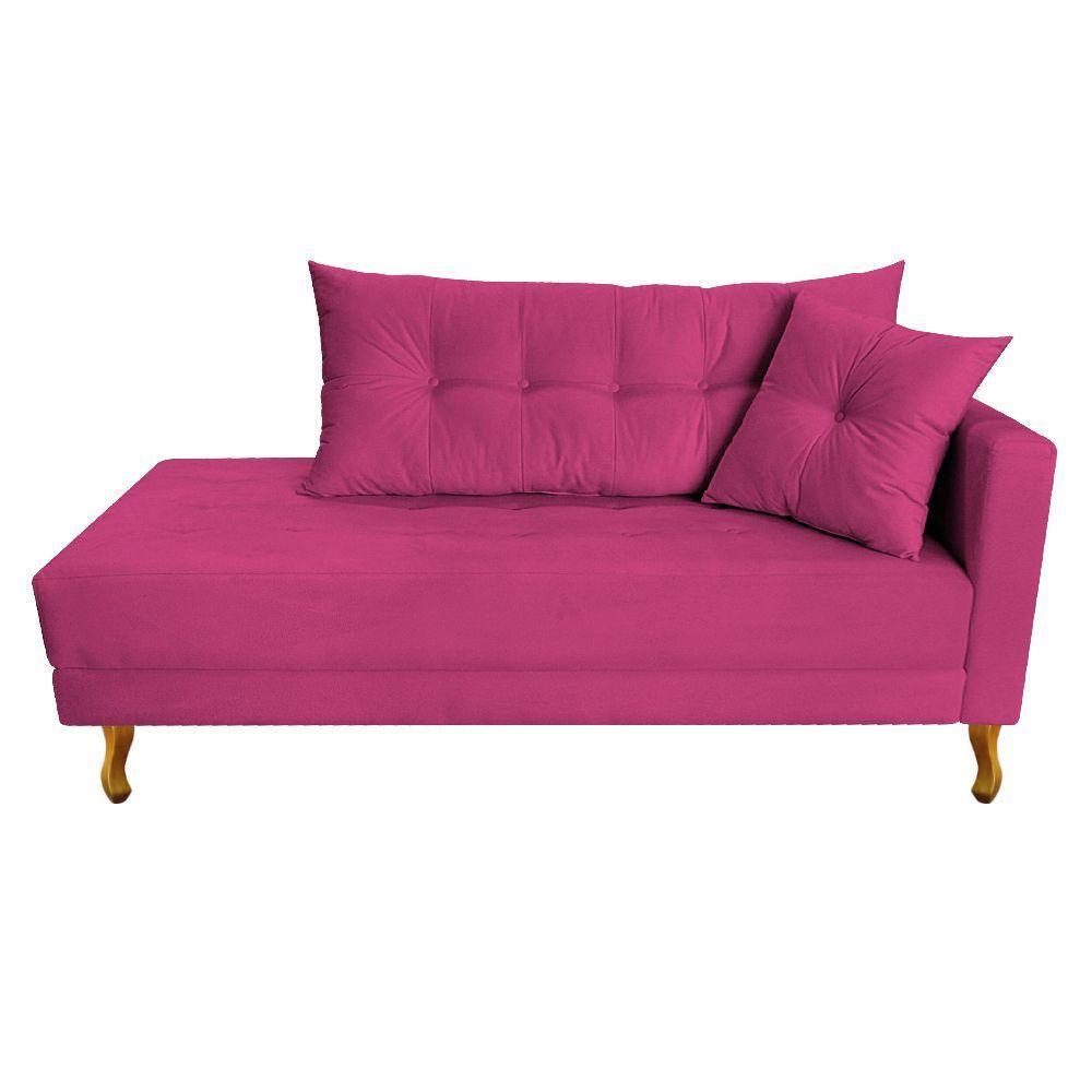 Recamier Azura 160cm Com Almofada Lado Esquerdo Suede Cor Pink - 1