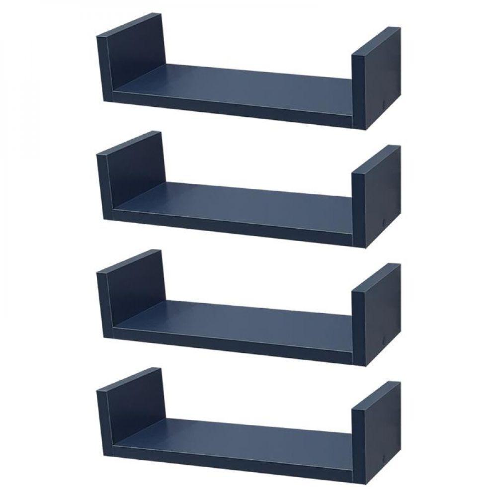 Kit 4 Prateleiras U 40 X 10cm Azul Suporte Invisível - 2