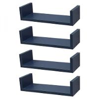 Kit 4 Prateleiras U 40 X 10cm Azul Suporte Invisível - 2