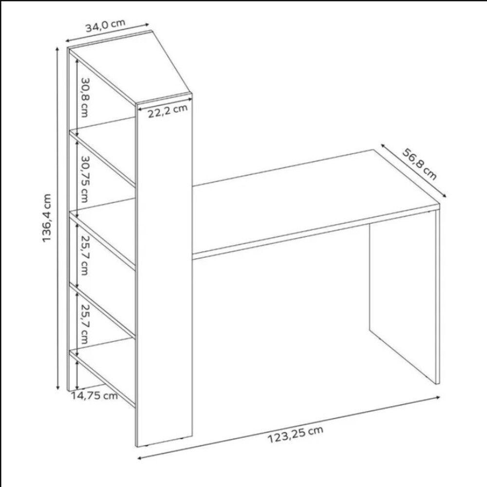 Escrivaninha Office Com Estante Integrada Nt2105 Notável Branco New - 6