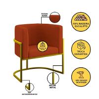 Poltrona Cadeira Decorativa Lua Recepção Base De Ferro Gold Terracota - 5