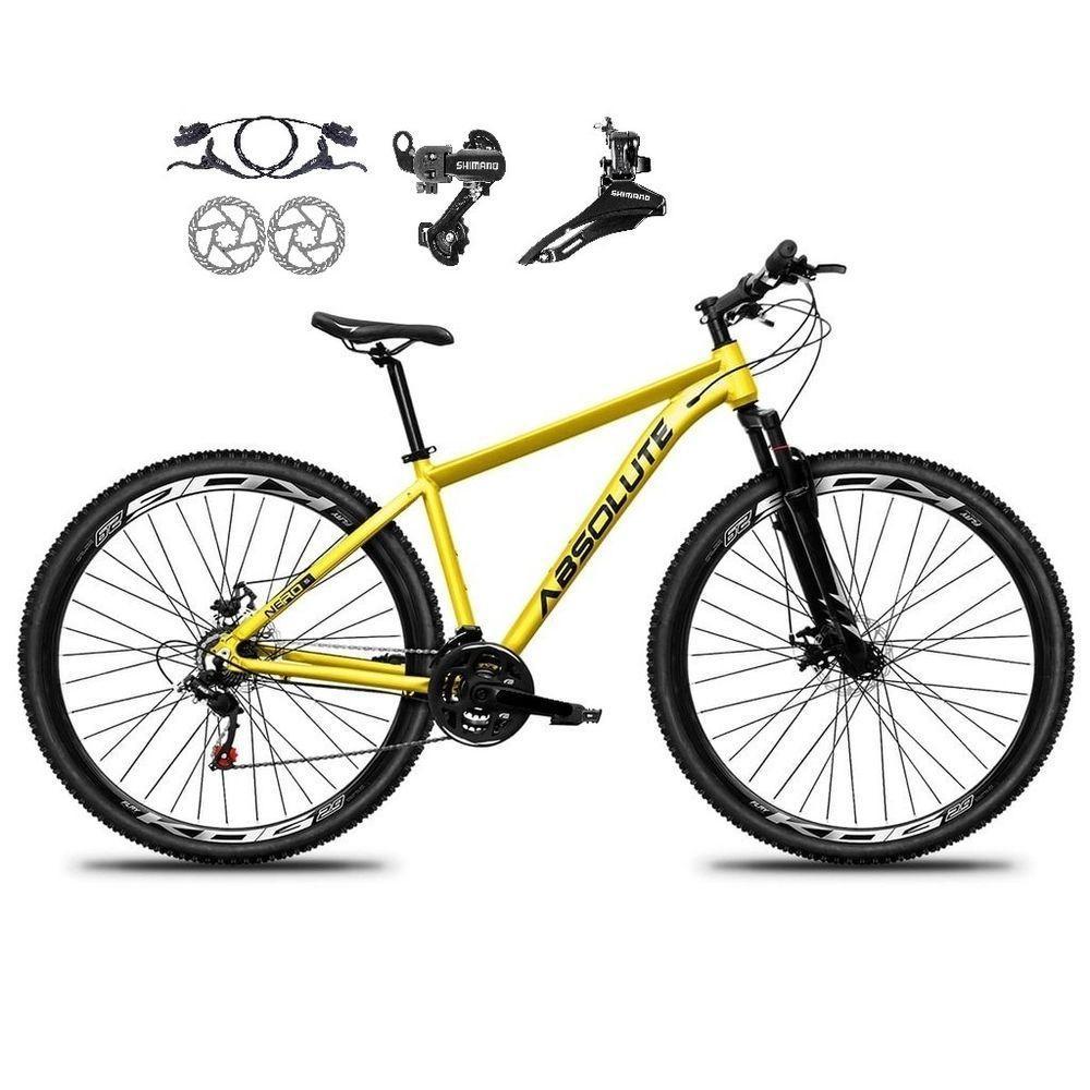 Bicicleta Aro 29 Absolute Nero 5 21v Alumínio Câmbios Shimano Freio Disco Hidráulico Garfo Suspensão - Amarelo Tam.17 - 1